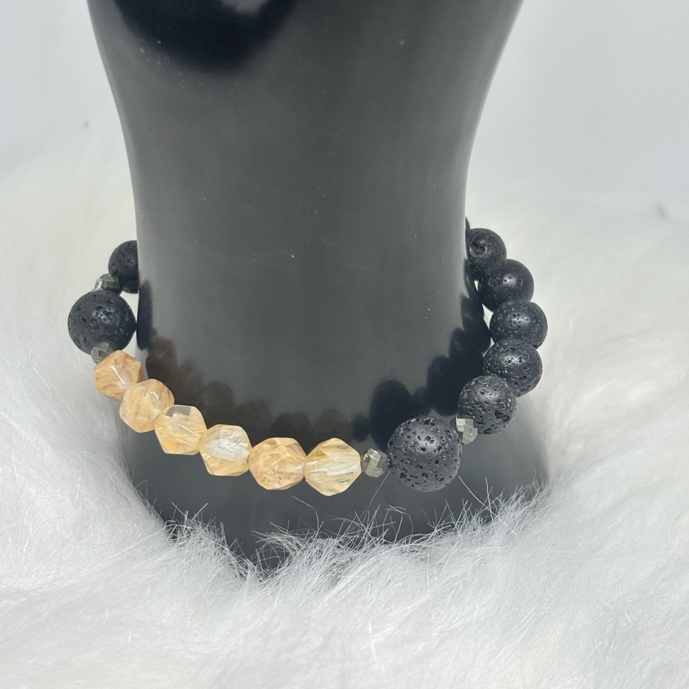 Volcano Quartz and Black Lava Passion Bracelet - diffuser